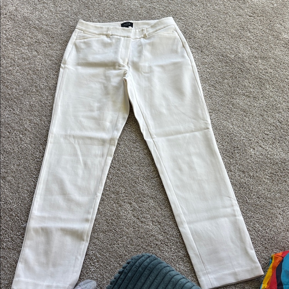 WHBM Ecru White Ponte Slim Ankle Pant Size 2